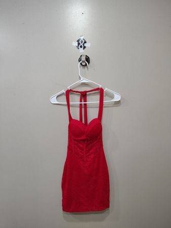 Red Halter Neck Mini Dress
