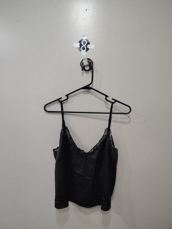 Black Cami Top with Lace Trim