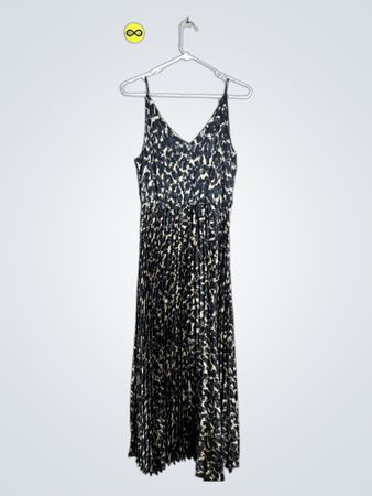 Robe midi plissée à motifs léopard