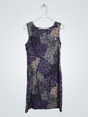 Connected Apparel Sleeveless Purple Paisley Print Dress