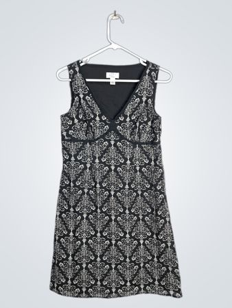 Robe sans manches à col en V à motifs noirs et blancs LOFT Petites