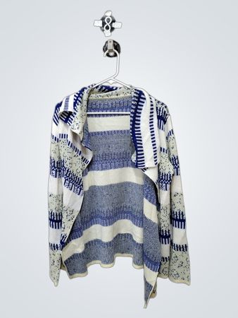White and Blue Striped Cardigan