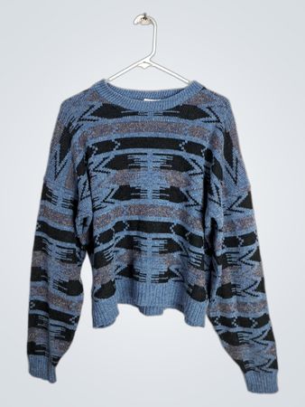 UPPER JOY Blau Geometrisches Muster Pullover