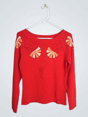 VERDUCCI Pull Rouge Embellie Taille L