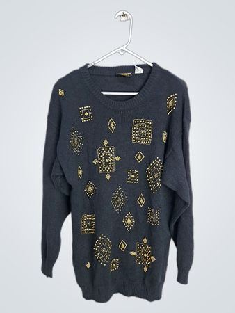 TRIMMINGS Women's Dark Gray Embellished Sweater