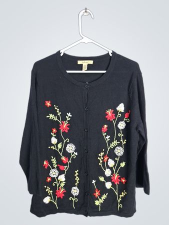 Cardigan floral brodé noir Bechamel