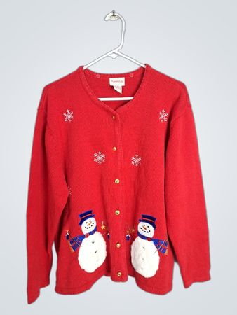 Crystal-Kobe Roter Schneemann Cardigan