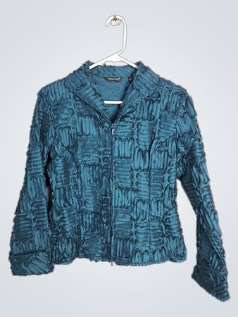 Samuel Dong Teal Strukturiert Jacke