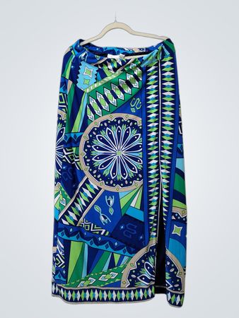 Jupe maxi à imprimé géométrique bleu vert de Chico.