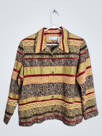 Alfred Dunner Petite Paisley Stripe Button-Up Jacke