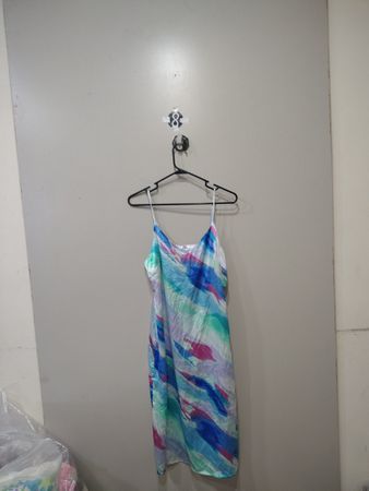 Multi-colored abstract print slip dress