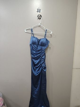 Blue Ruched Maxi Dress