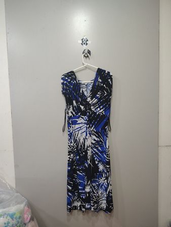 Blau, Schwarz und Weiß abstraktes Druckkleid