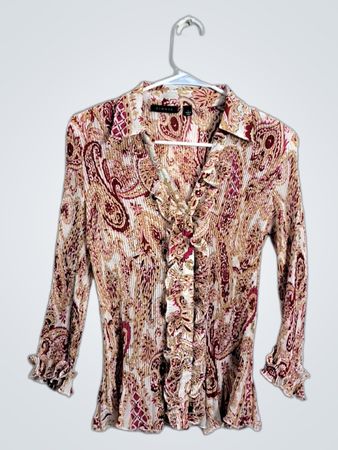 SIONI Women's Paisley Print Ruffle Blouse