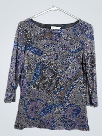 Coldwater Creek Top à manches 3/4 imprimé paisley