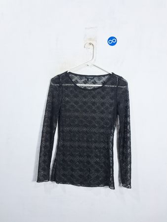 LE CHÂTEAU Schwarzes Spitzen-Longsleeve-Oberteil