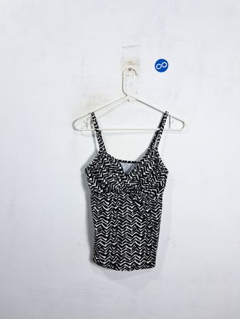 Black and white chevron print tankini top