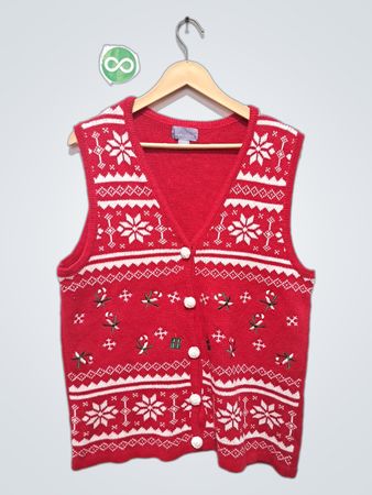 Veste à rayures de Noël rouge Laura Scott avec flocon de neige et canne en bonbon