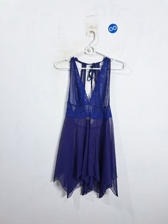 Exquisite Form Blue Lace Trim Babydoll