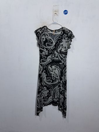 Susan Lawrence Damen Schwarz-Weiße Paisley Druck Kleid