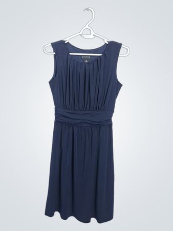 Enfocus Studio Navy Blue Ruched Waist Dress Size 6