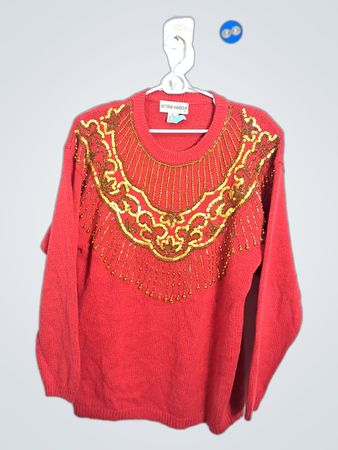 Victoria Harbour roter verzierten Pullover