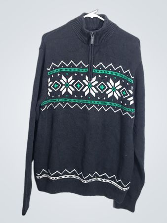 Chaps Fair Isle Knit Quarter Zip Sweater