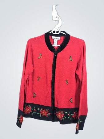 Cardigan de Noël brodé rouge Serengeti