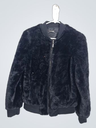 JOUJOU Black Faux Fur Bomber Jacket