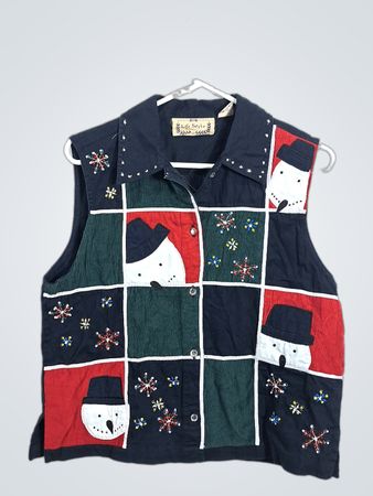 Life Style Snowman Patchwork Weste
