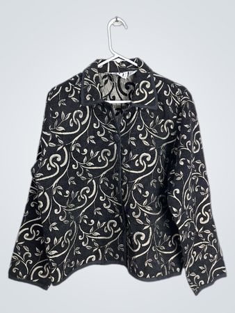 Keren Hart Black & Gold Floral Jacquard Jacket