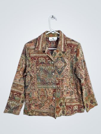 ERIN LONDON PETITE Women's Tapestry Print Button-Up Jacket