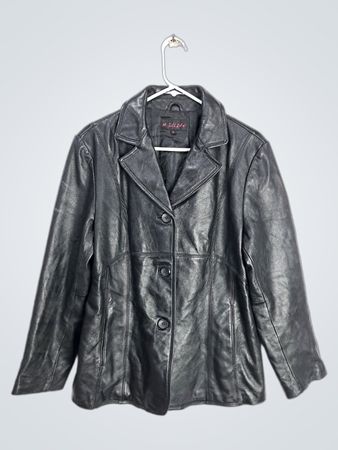 M. JULIAN Black Leather Blazer
