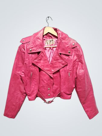 Perfect Pink Leather Biker Jacket