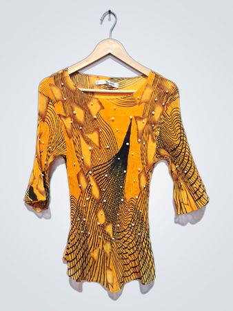 TODAY'S DESIGNER Women's Yellow Beaded Top Size S