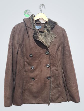 Sonoma Life + Style Braune Wildleder Faux-Fur gefütterte Kapuzenjacke