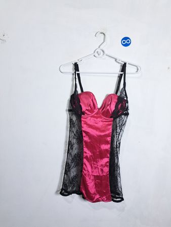Seduction Pink and Black Lace Babydoll