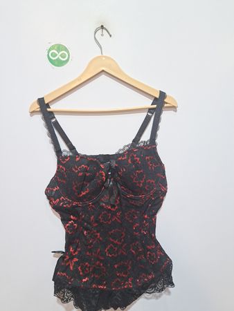 Belly Dance Black & Red Lace Corset