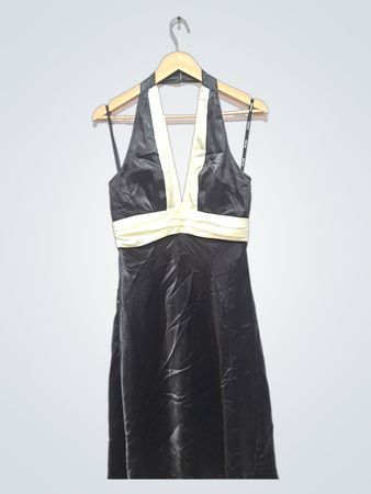 Night Way Collections Black and Cream Halter Dress