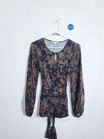 Perception Concept Women's Floral Print Wrap Tie Blouse
