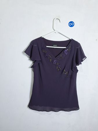 Adrianna Papell Embellished V-Neck Blouse