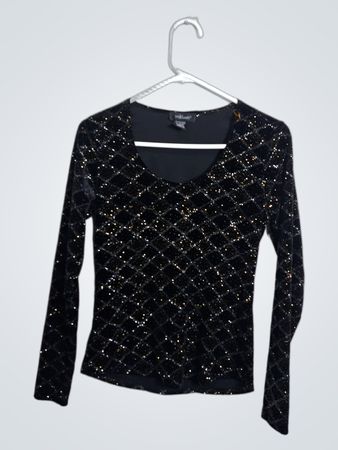 Will Smith Black Glitter Long Sleeve Top