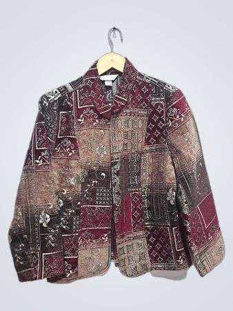 christopher & banks women's patchwork print blazer