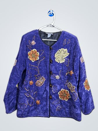 Indigo Moon Embroidered Floral Jacket