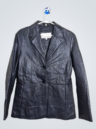 Mitsu New York Milan Paris Black Leather Blazer