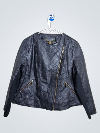 IMAN gesteppte Kunstleder-Motorradjacke