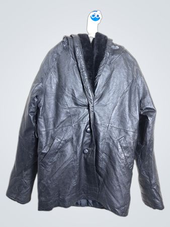 USA Leather Hooded Black Jacket