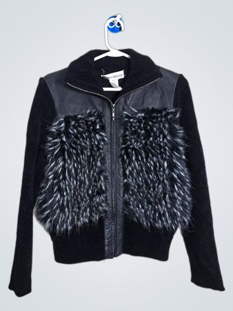 Victoria Harbour Black Faux Fur & Leather Jacket