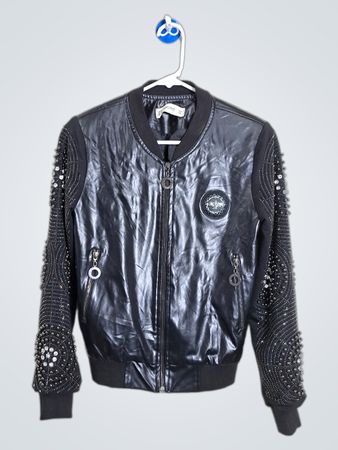 ZARA Basic Bomber Jacket with Embellished Sleeves