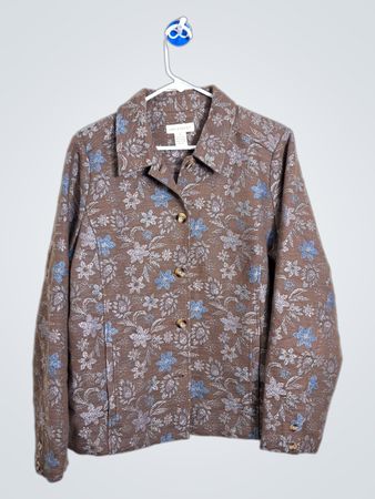 Appleseeds Brown Floral Print Button-Up Jacket